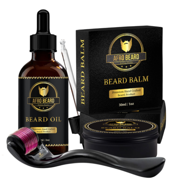 AfroBeard Ultimate Beard Growth & Care Bundle: Classic Oil, Balm & Deluxe Roller